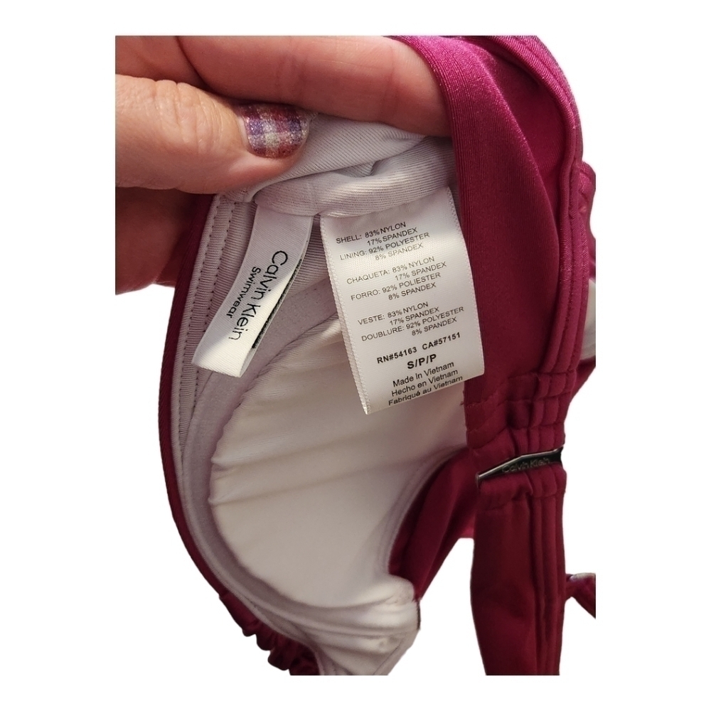 Calvin Klein NWT Women's Twist-Front Underwire Bikini Top Fuschia Shimmer, XS, S - Picture 6 of 12